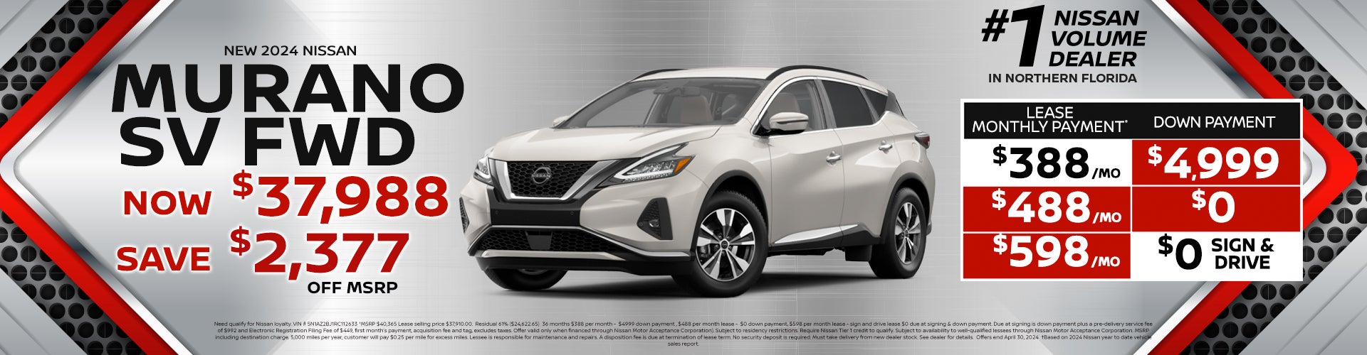 2024 Murano Lease for as low as $388 per month