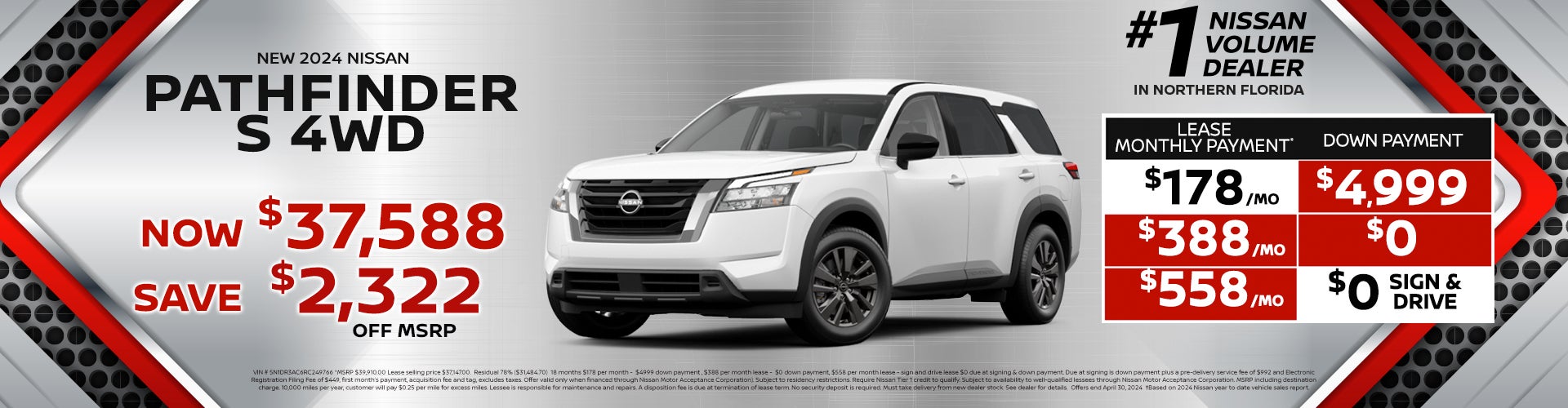 2024 Pathfinder Lease for as low as $178 per month